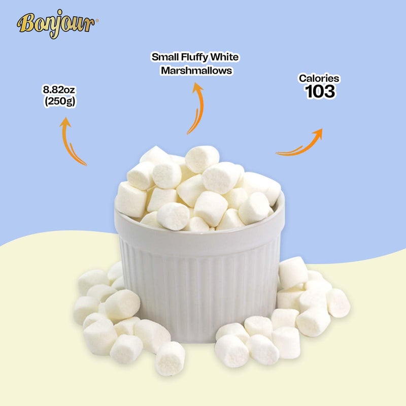 Bonjour Marshmallows for Smores & Halloween Candy - 8.82oz (250 g) Pouch | Fat-Free, Gelatin-Based, Halal, Dye-Free | Soft Vanilla Snack for Roasting & Hot Chocolate - Image 3